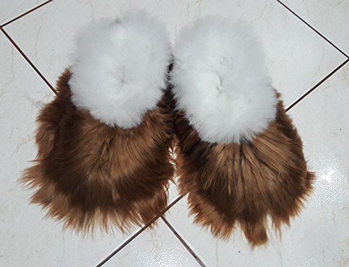 Chaussons mules femme marron blanc taille 32 pantoufles maison