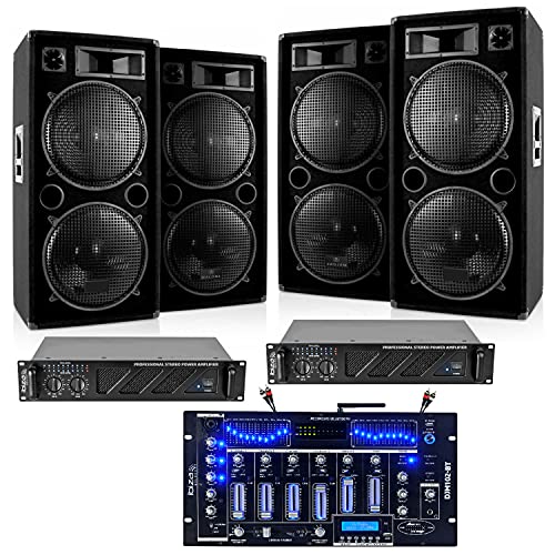 Pack Sono IBIZA 4720W - 4 Enceintes 2800W + 2 Amplis 1920W + Table De Mixage DJM102-BT Avec Bluetooth - Cadeaux Câbles Inclus