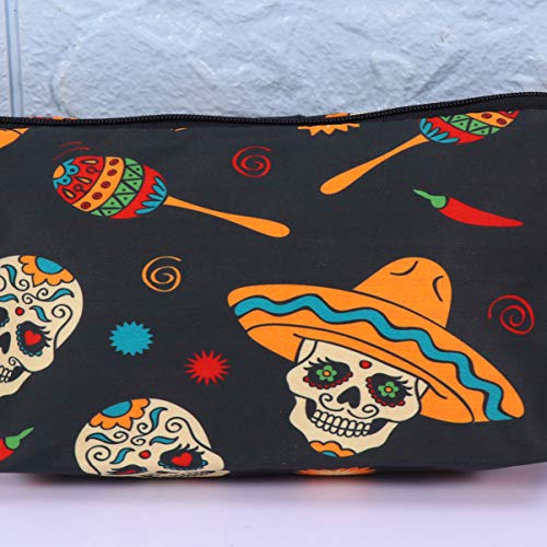 PIXNOR Dia Das Bruxas Saco de Maquiagem CrÃ¢nio Saco CosmÃ©tico Pequena Bolsa de Maquiagem para Mulh