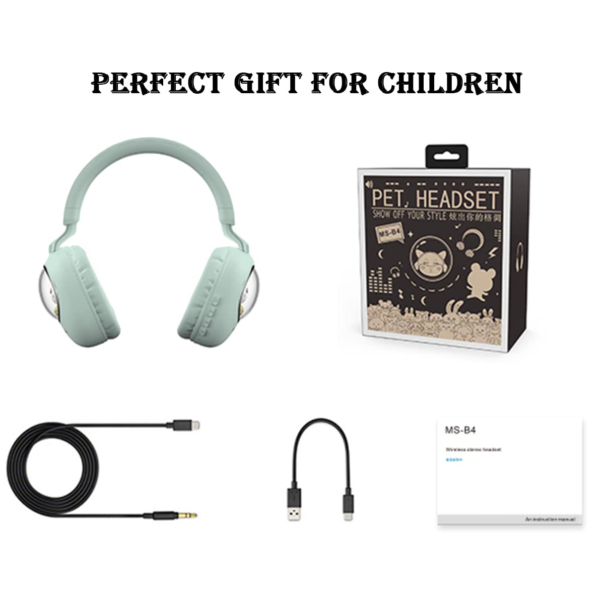Casque de jeu pour filles vert avec microphone – Casque filaire et sans fil avec suppression du bruit pour enfants et école – Écouteurs Bluetooth