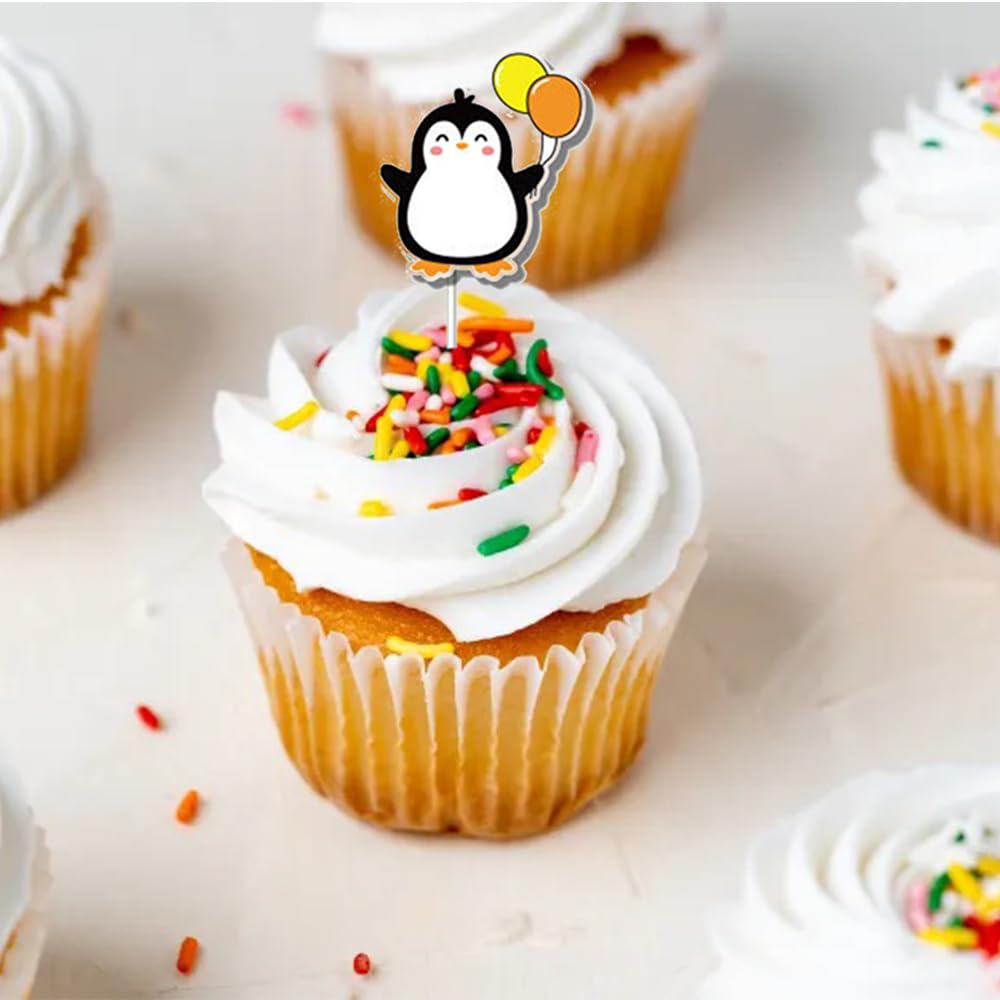Lot De 25 Décorations De Gâteau Pingouin Pour Fête D'anniversaire
