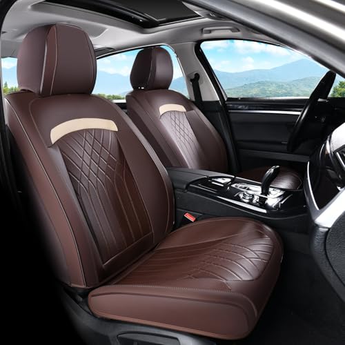 Image of FLORICH Front Car Seat Covers, Leather Seat Covers for Cars, Car Seat Protector Waterproof Breathable, Universal Automotive Seat Covers, Front Car Seat Cover Fit for Most Sedans SUV Pick-up Truck