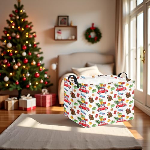 Image of Rectangular Christmas Basket Trick or Treat Spooky Boo Basket with Handles for Women Girls Cute Storage Bin Organizer(Car Christmas)