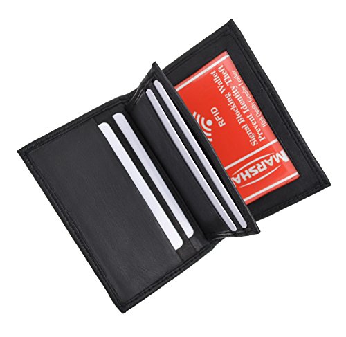 Men's RFID blocking soft premium leather center flap credit card id holder bifold wallet2