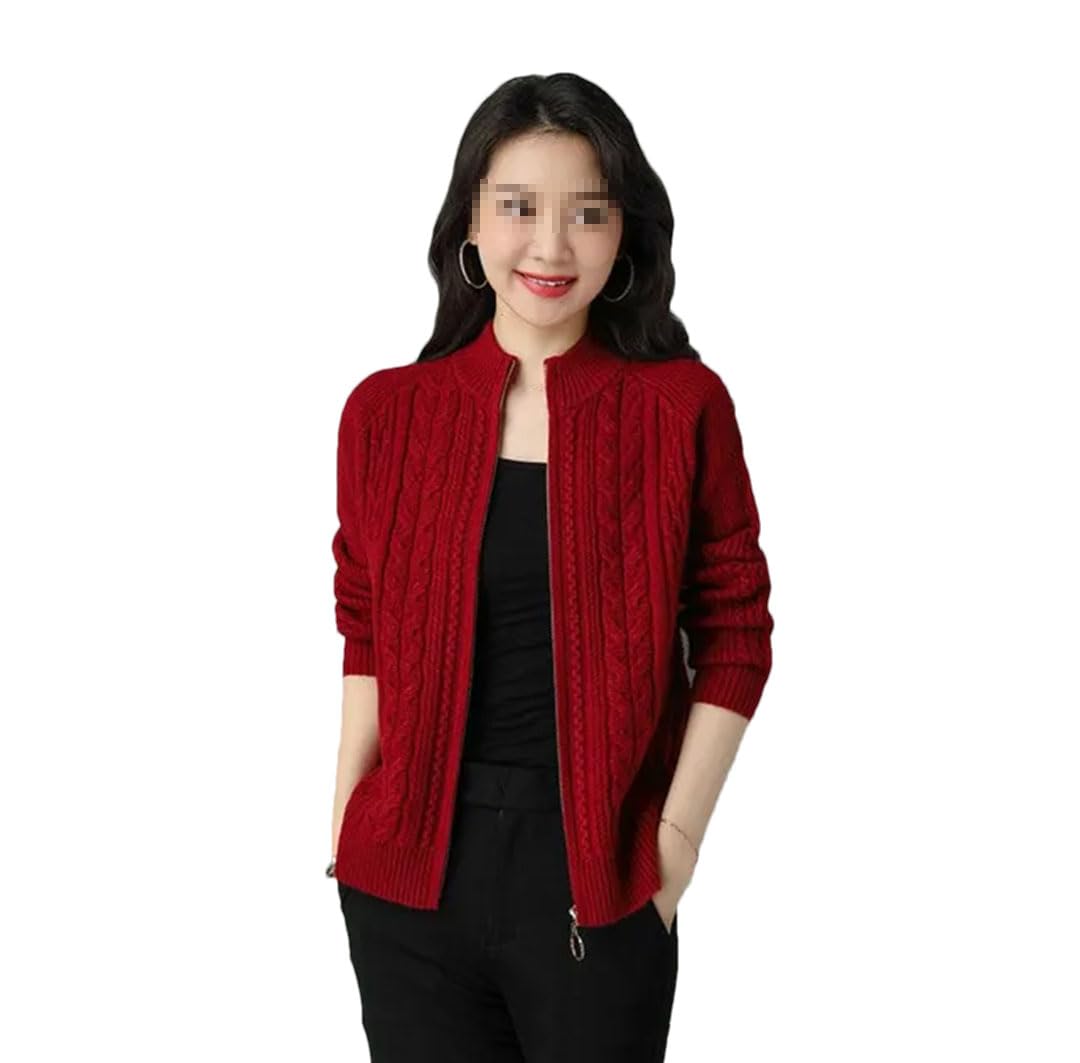 Cárdigan De Punto para Mujer, Suéteres, Chaqueta Tipo Cárdigan con Cremallera De Manga Larga