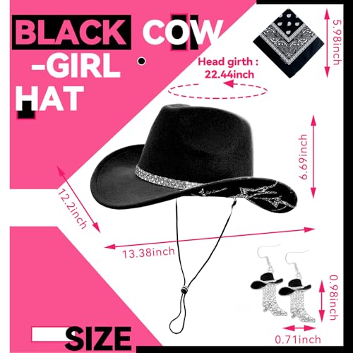 Image of SHENYI Cowgirl Hat and Bandana and Heart Sunglasses Glitter Rhinestone Star Cowboy Hat Western Sparkly Hats for Women Men