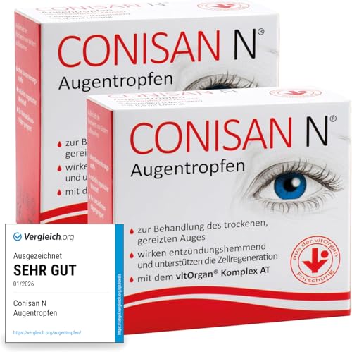 CONISAN N Augentropfen für gesunde Augen Doppelpack – befeuchtet und schützt, ist entzündungshemmend, ohne Konservierungsstoffe, gut verträglich und für Kontaktlinsen geeignet, 2 x 20 x 0,5 ml