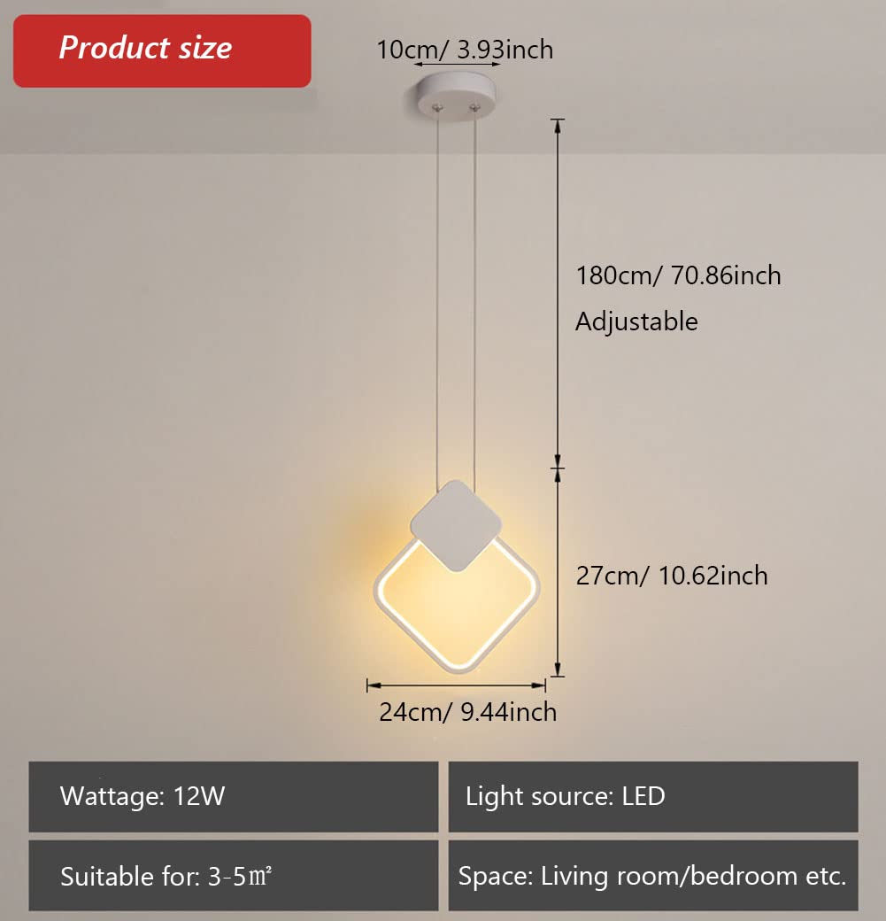 Suspension LED 12 W, lustre moderne pour salon, chambre à coucher, cage d'escalier, design art déco