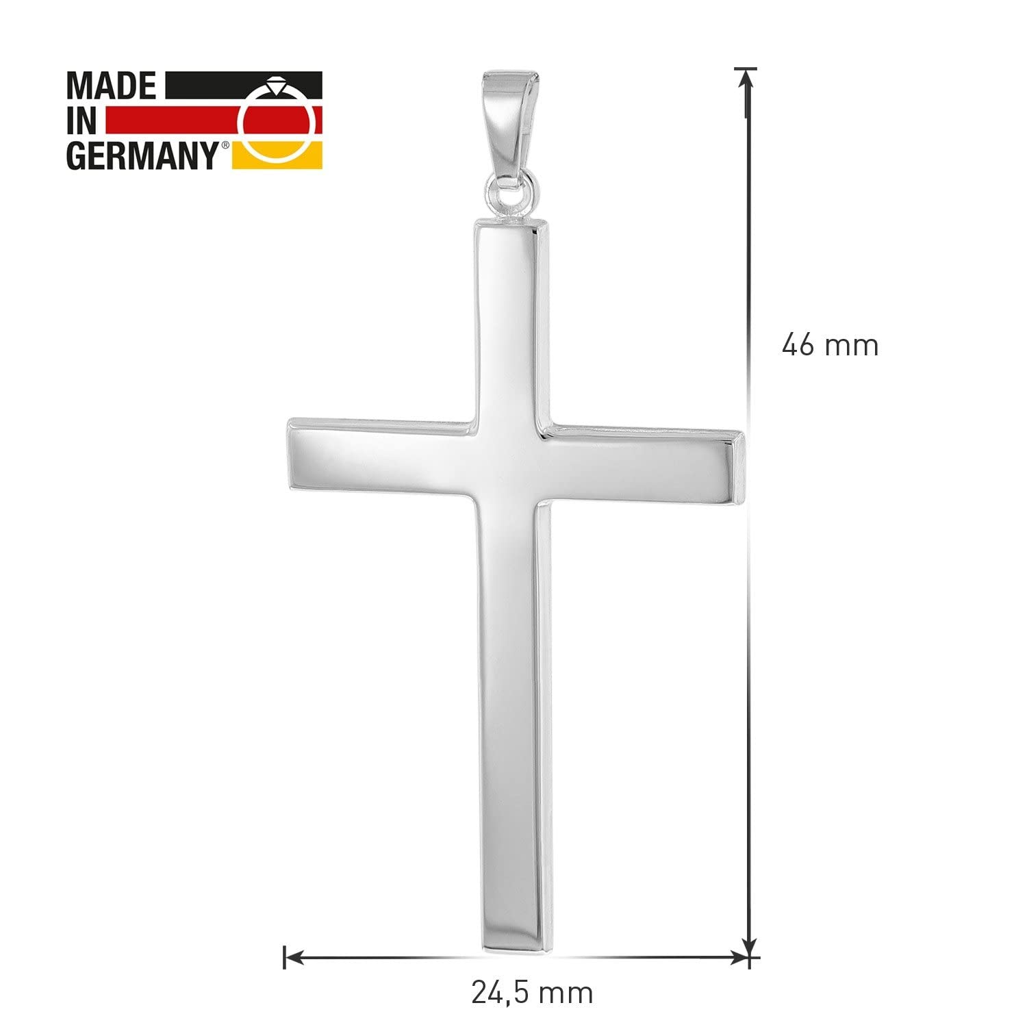 trendor Kreuz-Anhänger für Männer Weißgold 585 (14 Kt) 39 mm 51953 | zeitloser Halsschmuck für Herren, elegante Geschenkidee aus Echtgold,