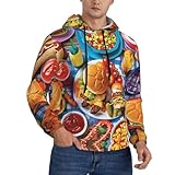 Buewutiry Hoodies für Herren – lebendige Picknick-Lebensmittelverteilung, langärmelig, Herren-Kapuzenpullover und Sweatshirts, Pullover, Kleidung, Schwarz, X-Large