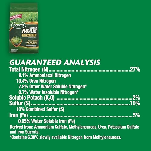 Image of Scotts Green Max Lawn Food, 33.33 lbs. | Lawn Fertilizer for Grass Plus Iron Supplement, Grass Fertilizer, Covers 10,000 sq. ft.