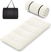 Vista 21 de Byroce - Colchón de futón, catre de dormir enrollable con funda lavable, almohadilla de algodón portátil con bolsa para campamento, tapete de tatami