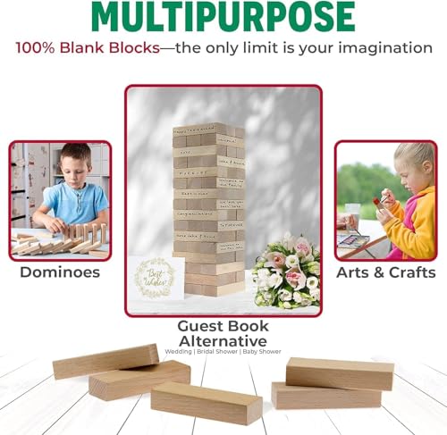 Image of PLUSPOINT Tumble Tower Game for All Age Group, 51 Wood Blocks, Stacking Game for Adults, Large Size, Tumbling Fun Games for Kids, Adults & Family, Wooden Tumble Tower