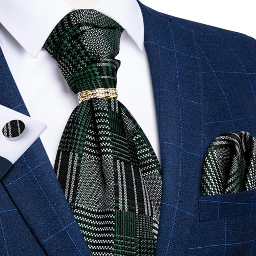 Image of DiBanGu Silk Woven Ascot Cravat with Pocket Square Set for Men | Paisley Ascot,Wrinkle-Resistant,Silky Smooth,Easy to Match,Cufflinks,Tie Ring,Wedding,Ceremonies,Party Occasions,Banquet
