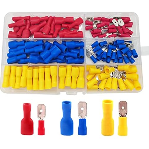 WeqeYent 150 PCS Male/Female Bullet Connectors Tool Kit for Electrical Wiring,Spade Connector Insulated Terminals, Electrical Wire Terminals Spade Wire Crimp Connector Set Cover