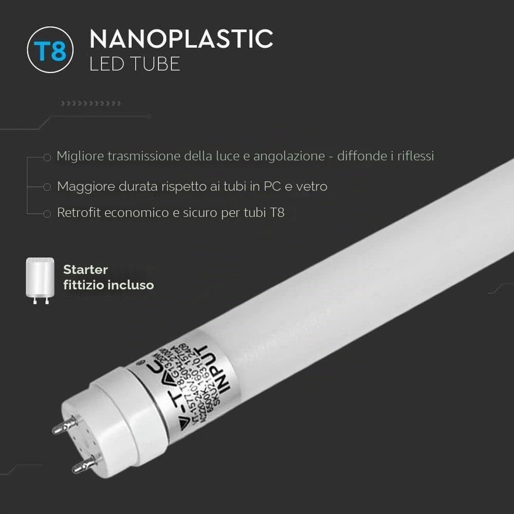 Set – Tubo LED da 120 cm, bianco neutro (4000 K), 1850 lumen, T8, G13-18 W (sostituisce 36 W), incluso avviatore, tubo fluorescente a LED, 10 pezzi