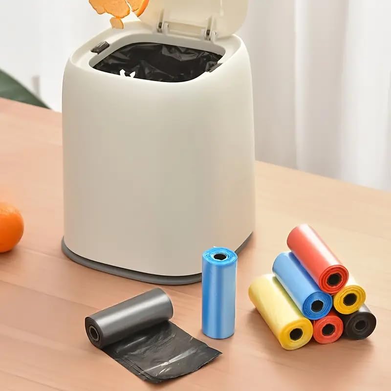 Image of Small Garbage Bags for Car & Mini Dustbin, 120 Pcs Multicolor Disposable Trash Bags, 22x30 cm Leakproof & Durable Waste Bags for Home Office Bathroom Bin - 8 Rolls