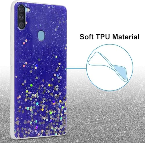 Image of VONZEE Glitter Case Compatible with Samsung Galaxy A11 /M11, Non Moving Glitter Stars Cover Soft TPU + Hard PC Bumper Bling Cover for Women Girls Protective Case for Samsung Galaxy A11 /M11 (Purple)