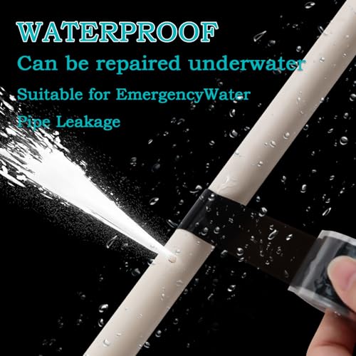 Image of Self Fusing Silicone Tape 2 Rolls 1 in x 5' Black Waterproof Rubber Leak Proof Sealing Rubber Self-amalgamating Tape for Emergency Hot and Cold Water Pipe Repairs and Tool Fixation