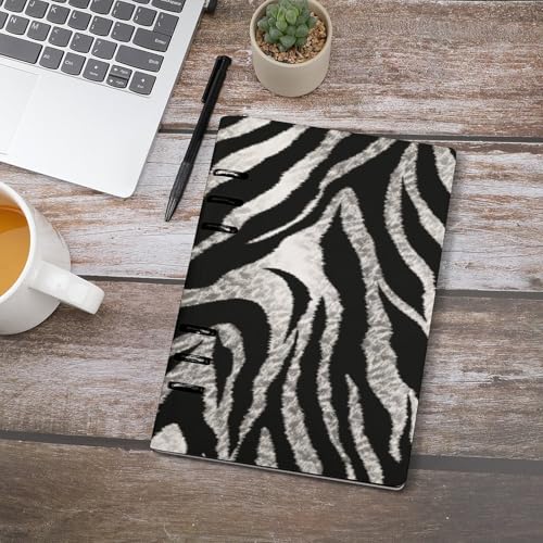 Cuaderno A5 de cebra con 6 anillas de piel sintética recargable para diario 4