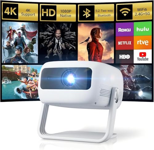 400ANSI 1080P Full HD Projector, Home Theater Projector with WiFi & Bluetooth, LED Projector for Movies, Gaming, and Outdoor Use – Compatible with TV Stick, Laptop, Smartphone, USB, HDMI