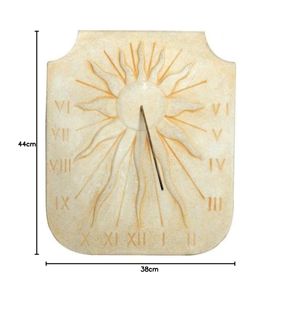QEM Cadran Solaire Motif Soleil Relief Pierre Naturelle 38cmx44cm