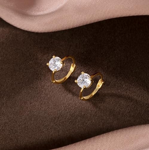 Reffeer Solid 925 Sterling Silver Cubic Zirconia Hoop Earrings Huggie for Women Teens Sparkling CZ Hoop Earrings Cartilage Helix Earrings Minimalist4