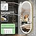 JODFIAT Large Wall Mounted Mirror with LED Lights, Oval Full Length LED Lighted Full Body Dressing Mirror for Bedroom, Salon, Brushed Aluminum Frame Tempered Glass (Gold, 27‘’x67‘’)