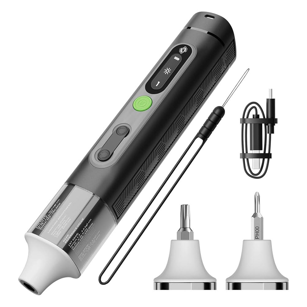 Vjsujehgy Light Cordless Screwdriver,Compatible With1/4In And 4Mm Hex Bits,4 Torque Levels,3 Ing Modes,1500Mah Rechargeable Battery