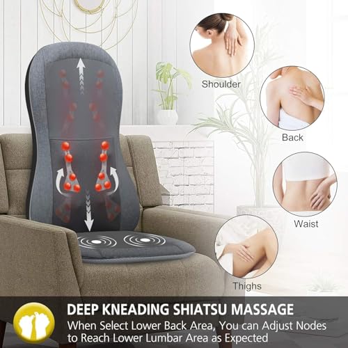 COMFIER Shiatsu Back Massager Chair Pad, 10 Nodes with 2D/3D Kneading — view 3
