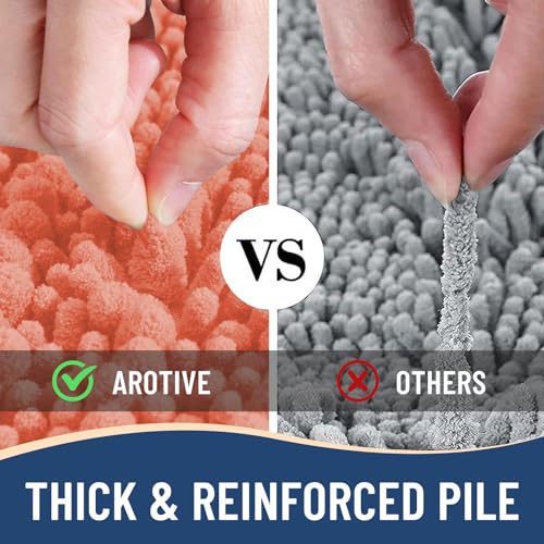 Image of Arotive Luxury Bathroom Ruuner Rugs 60x24, Extra Soft Thick Absorbent Shaggy Chenille Bath Rugs, Machine Wash Dry, Bath Mats for Bathroom Floor, Tub and Shower, Home Decor Accessories, Coral