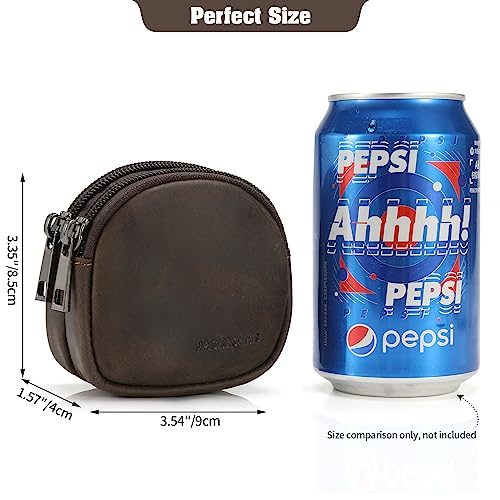 Image of Jack&Chris Coin Purse for Men, Genuine Leather Mini Coin Wallet Zipper Pocket with Back Belt Loop, Coin Bag for Men and Women