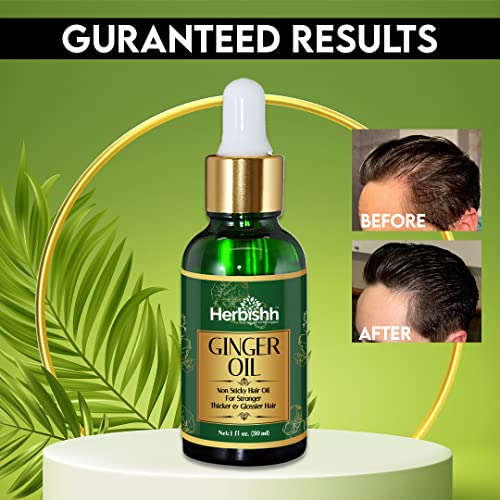 Herbishh Ginger Hair Oil For Hair Growth – With Ginger Extract– Fast Hair Growth Dense Regrowth Ginger Serum Oil – Compact 30ml Pack – Best Hair Care Product For Women & Men 30ml - Image 3