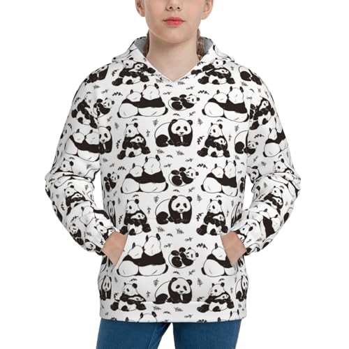 Cute Pandas Kid Hoodies Boys Sweatshirts Girls Pullover with Pocket