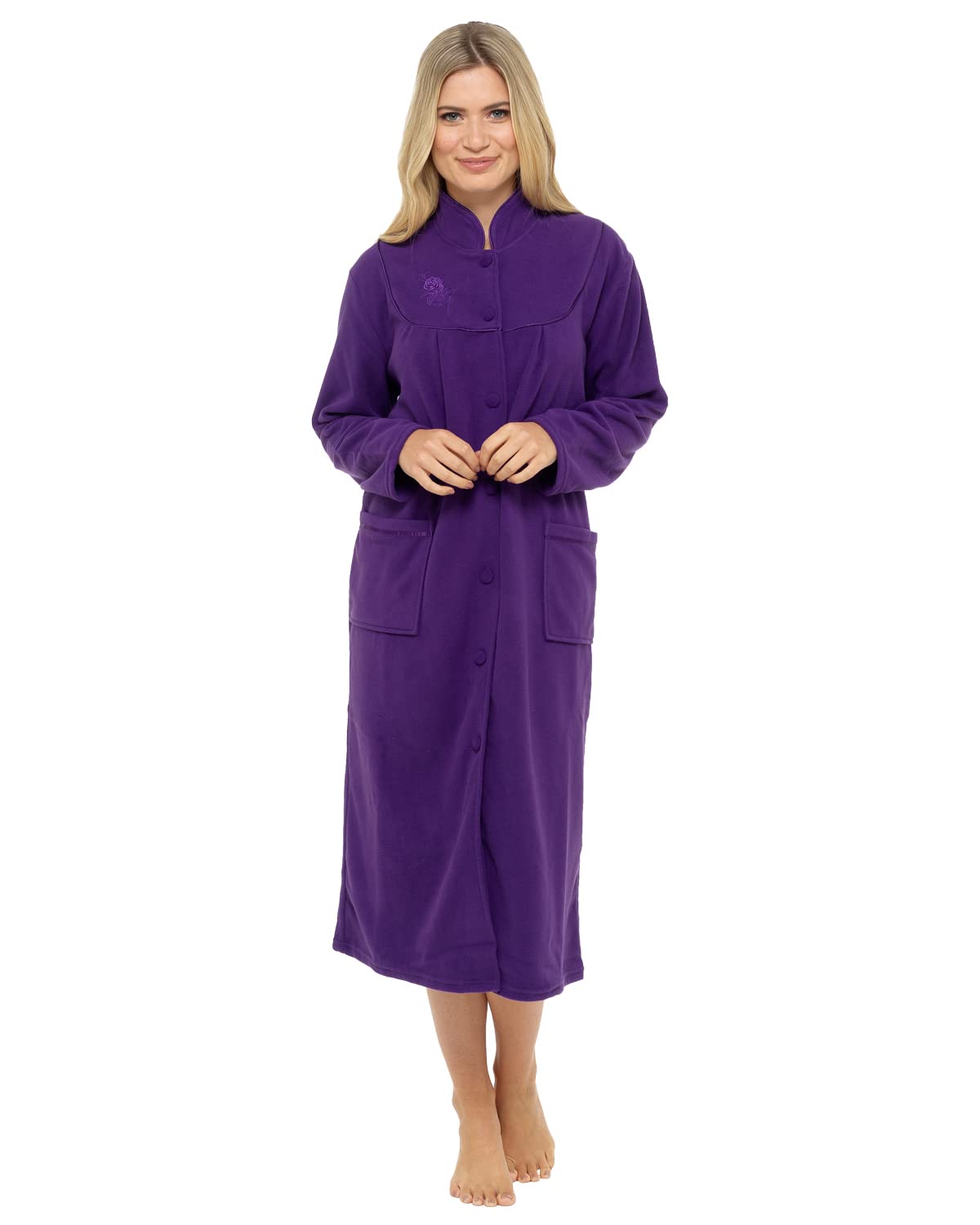 Slumber Hut Ladies Purple Button Fleece Dressing Gown Size 26/28 UK