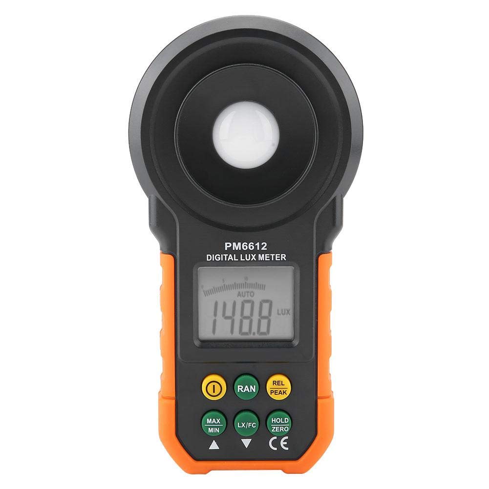 Luxmetro Digitale, Akozon PM6612 Luxmetro Professionale Esposimetro Digitale Portatile Display LCD 0~200000Lux / 0~20000FC Misuratore di Luce Fotografico Ad Alta Precisione per Test di Illuminazione