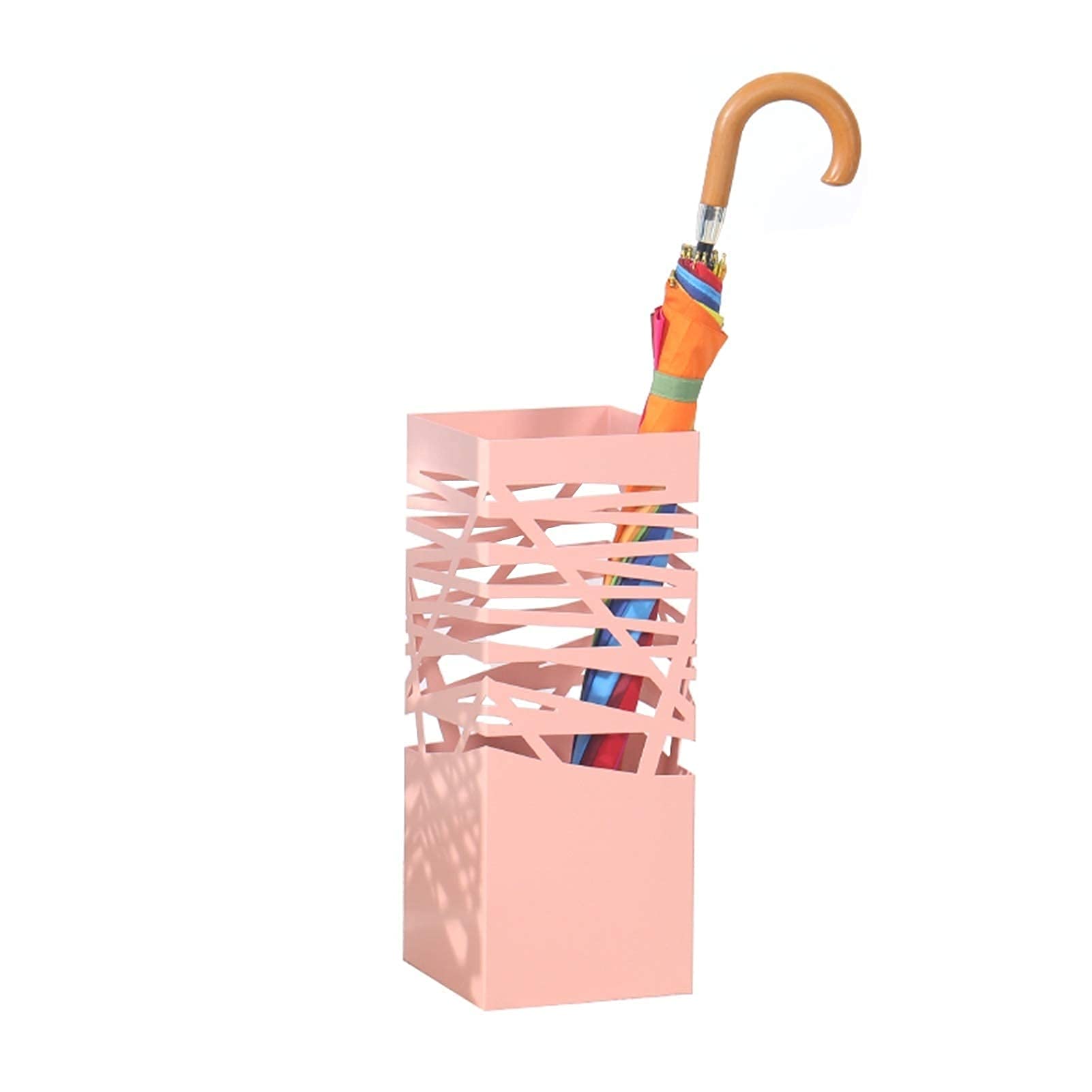 Sywlwxkq Umbrella Stand Rack,Umbrella Stand Large-Capacity Hollowout Umbrella Bucket for Home Hotel,Waterproof,Rustproof and Space Saving,Pink