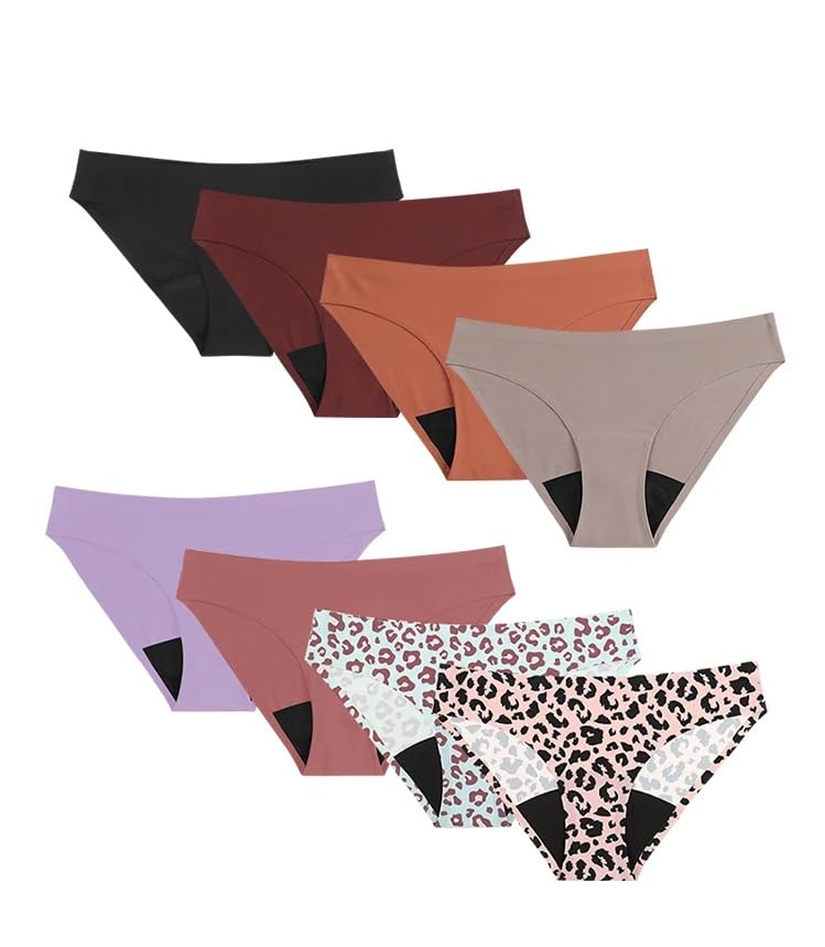 Braguitas Menstruales de Algodón para Mujer Bragas Transpirables para Posparto Ropa Interior deportiva Protectora para Adolescentes y Niñas Paquete de 8 Unidades Talla M