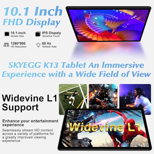 Image of Android 14 Tablet 10 Inch, 20 GB RAM + 128 GB ROM (expandable up to 1 TB), Octa-core Processor, Wi-Fi 6, Widevine L1, BT 5.0, 8 MP + 5 MP, 6000 mAh, USB-C, Tablet with Keyboard, Mouse and Case, Black