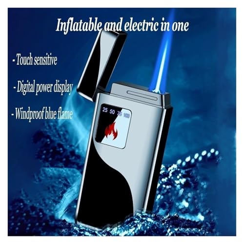 Encendedor metálico recargable resistente al viento negro miniatura 4