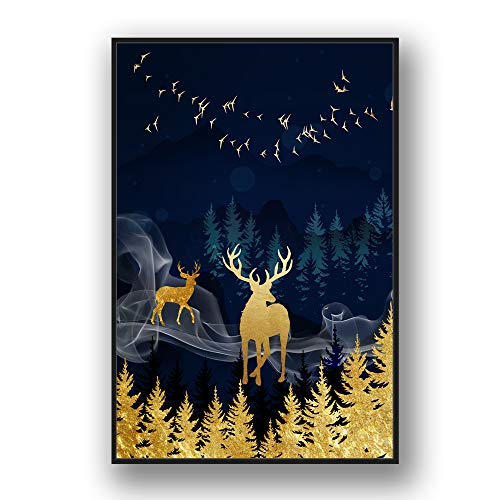 SIGNFORD Golden Abstract Canvas Art 24x36" for Living Room & Bedroom