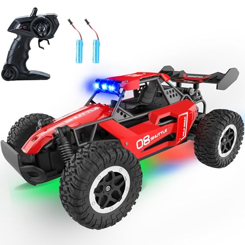 Remote Control Car for Kids 3 4 5 6 7+, 20 KM/H High-Speed RC Cars with LED Lights, 2.4GHz 2WD Monster Truck Toys,Toy Cars for Girls Boys,Christmas & Birthday Gifts,Upgraded Anti-Collision Shaft–Red