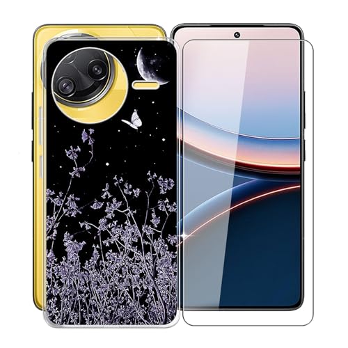 KJYFOANI para Xiaomi Poco F7 Pro Funda + 1 Piezas Cristal Templado Protector Pantalla, Transparente Anti-Arañazos Silicona TPU Case Bumper Suave Carcasa para Xiaomi Poco F7 Pro (6.67') - XV34