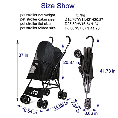N/W Upgraded Dog Stroller for Small Medium Dogs Pet Stroller Cat Stroller Puppy Stroller Easy Fold with Removable Liner… - Image 5