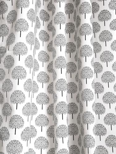 Image of Cortina Tree Light-Filtering 100% Cotton Curtains 5 feet Long Set of 1 for Window [ Opacity: 50-60%, Color: White Black, 180 GSM ]