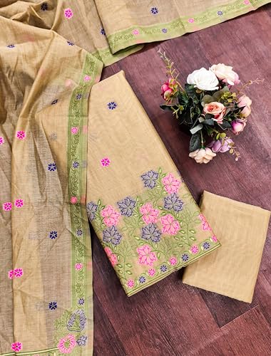 Image of DEVANGI Women's Jamdani Cotton Unstitched Suit & Dupatta Material
