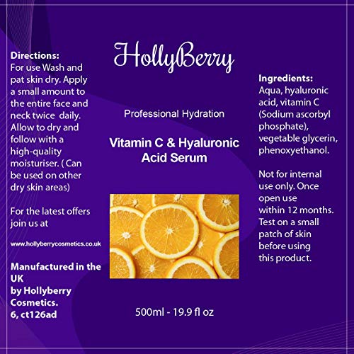 Vitamin C Serum - Extra Large 500ml - 16x Bigger -Anti-Ageing - Moisturise Gel - For All Skin Types By Hollyberry Cosmetics - Image 4