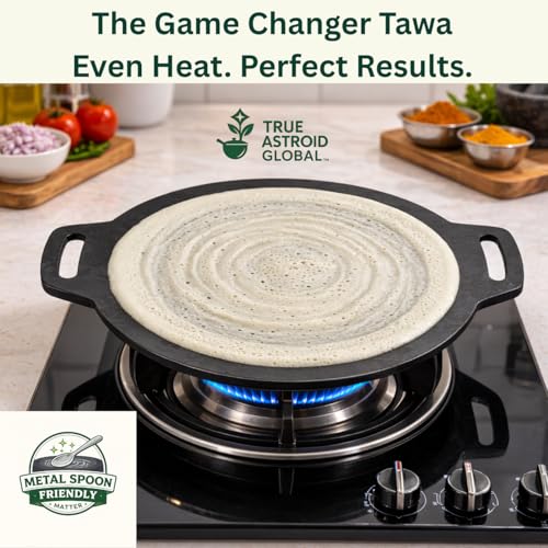 Image of Pure Iron Dosa Tawa, 12 Inch, 10mm Thick, Fully Seasoned, Non-Stick, Flat Borderless Design, 30 cm, 6.2 kg (10 mm)