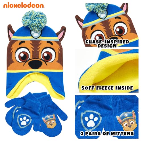 Image of Nickelodeon Boys Paw Patrol Winter Hat, 2 Pair Gloves or Mittens (Toddler /Little Boys)