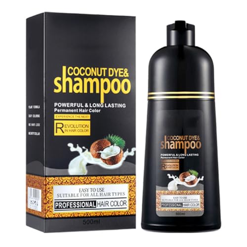 Champú de coco para teñir el cabello negro, champú negro vegetal, aceite de coco, tinte orgánico para el cabello, coloración rápida, champú de color de larga duración
